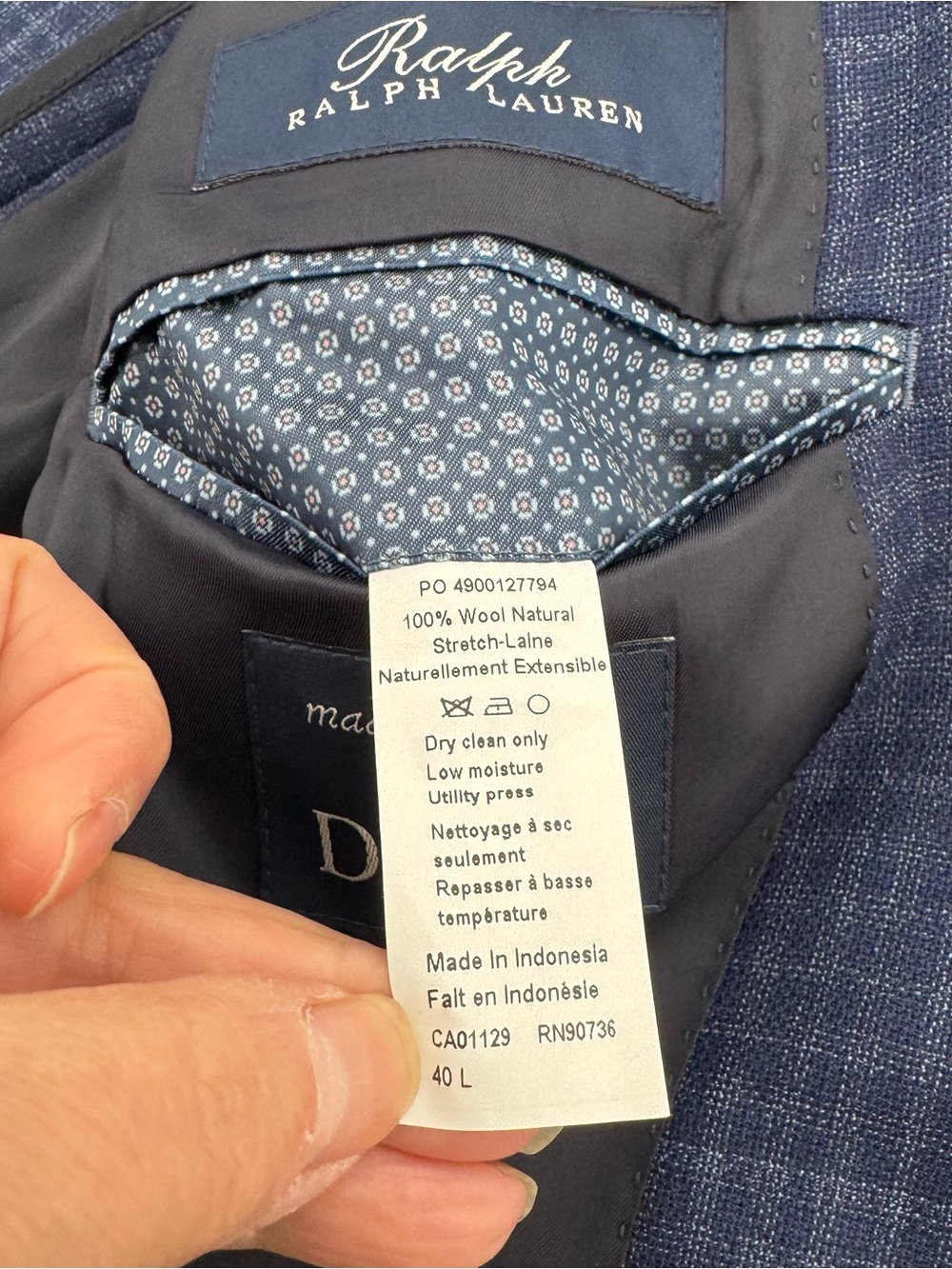 NWT RALPH by RALPH LAUREN Sport Coat Men’s 40 L Navy Wool Plaid - Picture 11 of 13